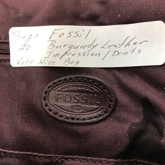 FOSSIL Sydney Burgundy Leather Double Handle Large Tote Bag Zip Top - Picture 14 of 14